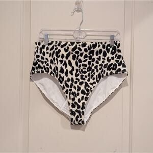 Tigerlily Kamika Ava Corset Leopard Print High-Waisted Bikini Bottoms Large